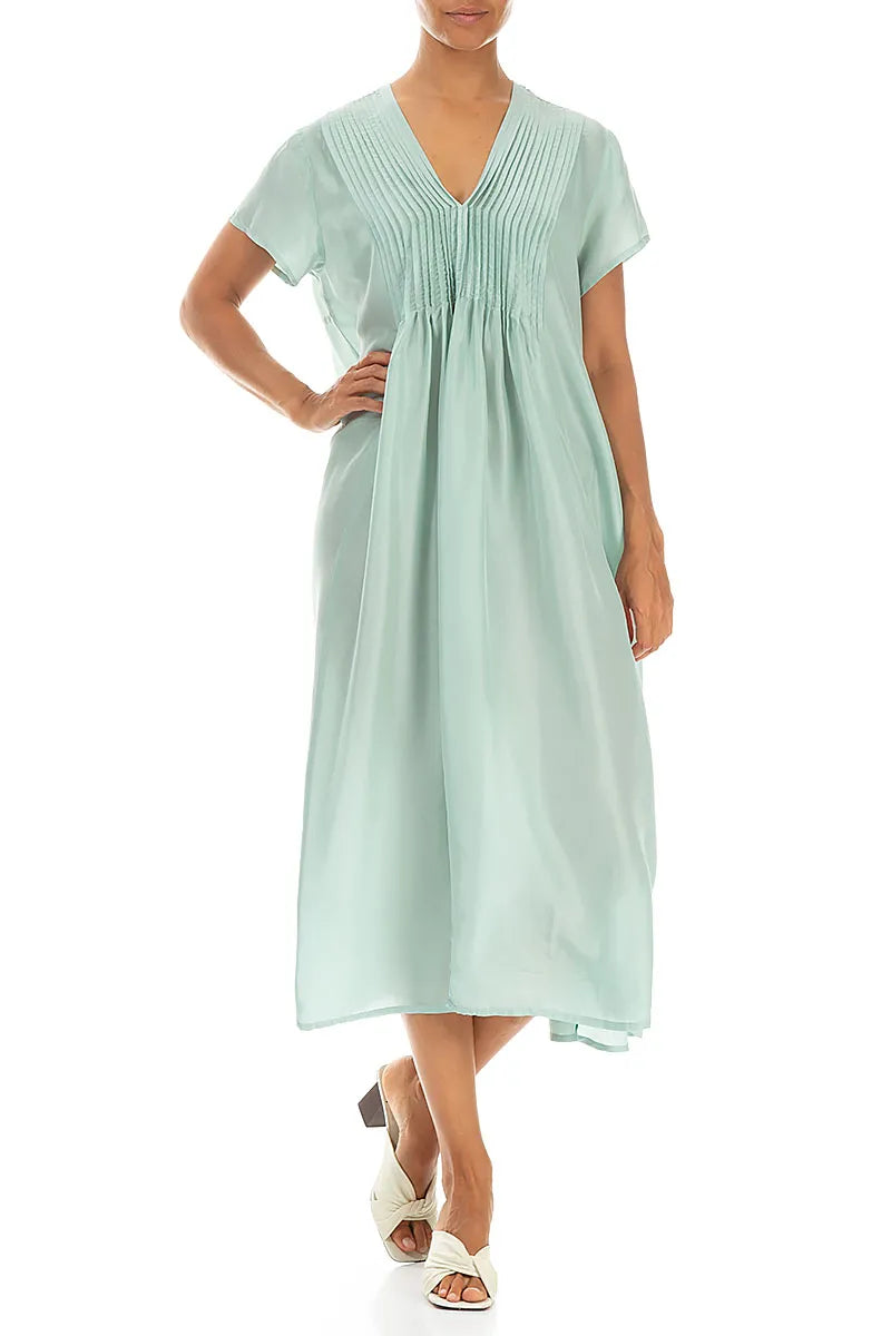 Romantic Mint Pure Silk Midi Dress 4