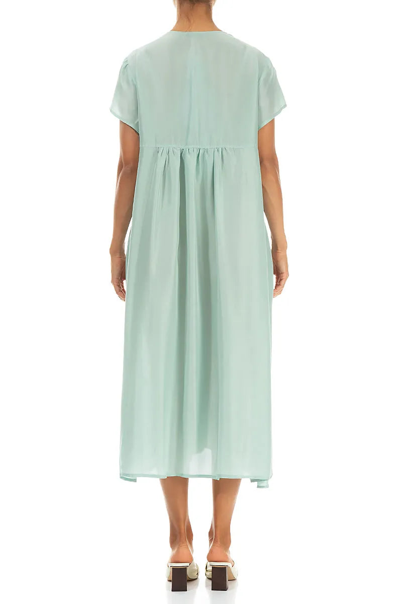 Romantic Mint Pure Silk Midi Dress 2