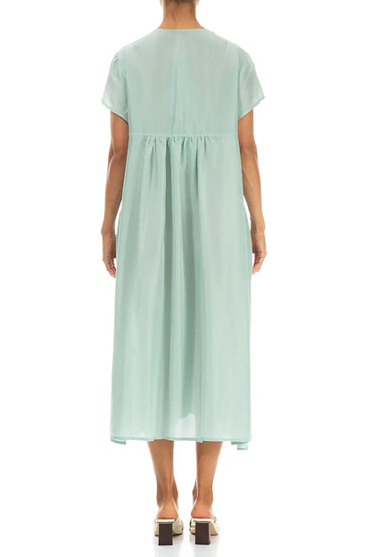 Romantic Mint Pure Silk Midi Dress 2