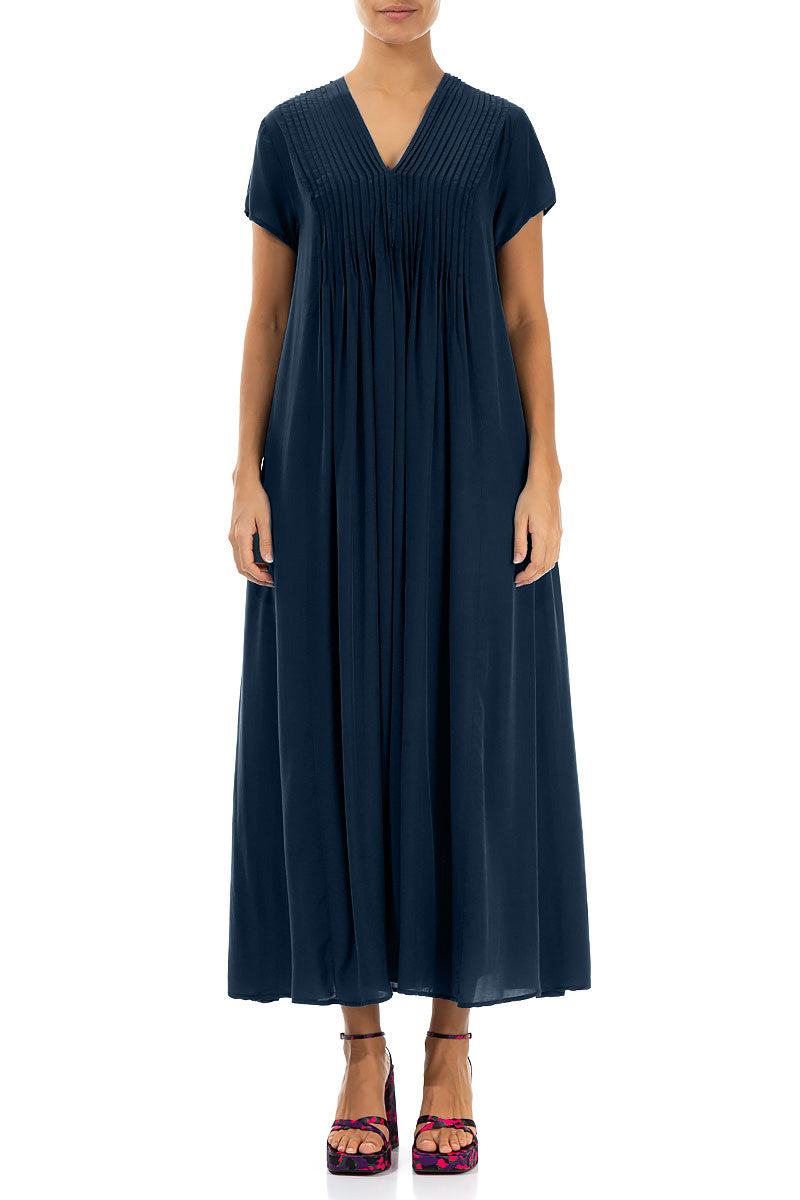 Romantic Navy Silk Bamboo Dress 1