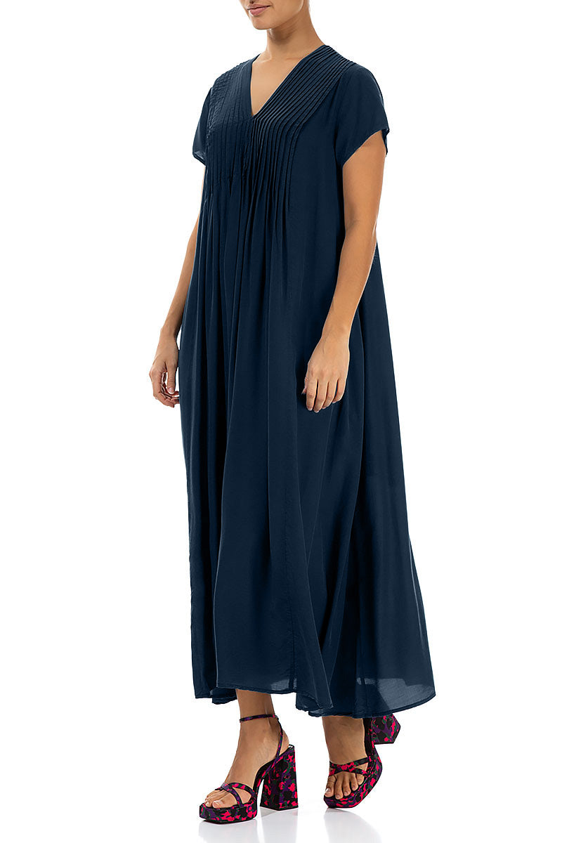 Romantic Navy Silk Bamboo Dress 3