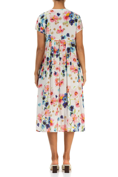 Romantisches Primelfarbenes Seiden-Bambus-Midikleid