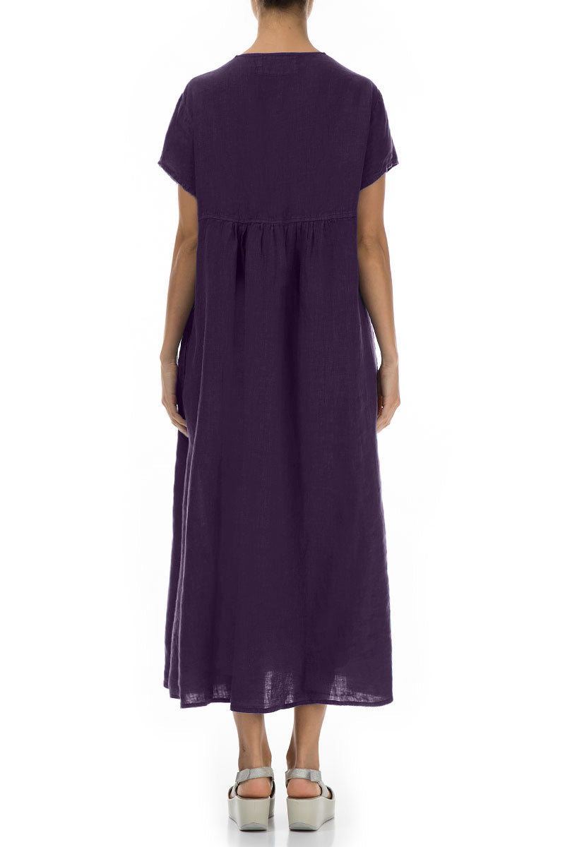 Romantic Royal Purple Linen Dress 2