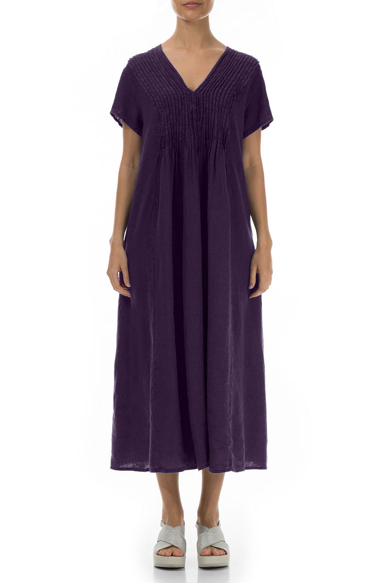 Romantic Royal Purple Linen Dress 1
