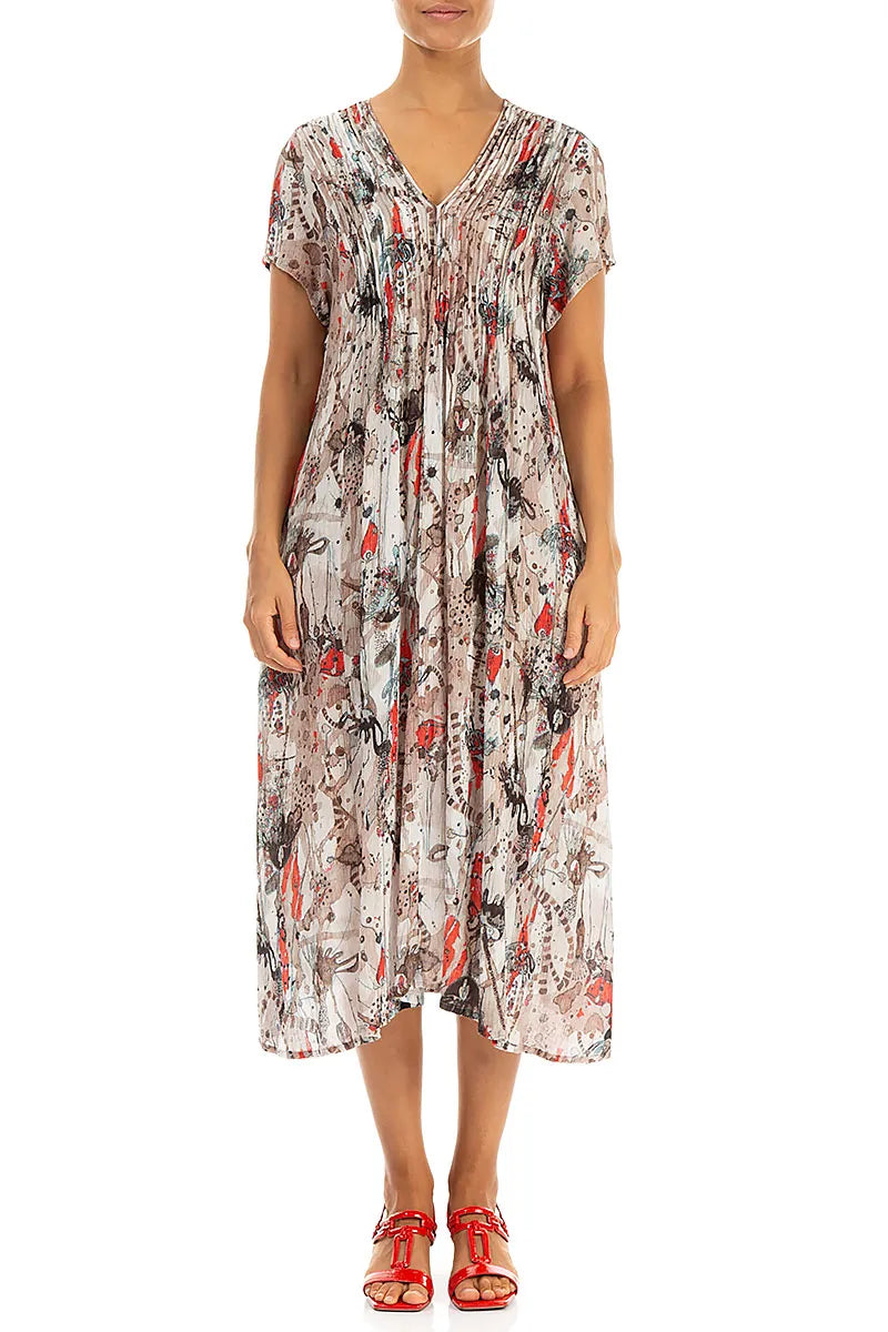 Romantic Savannah Silk Viscose Midi Dress 1