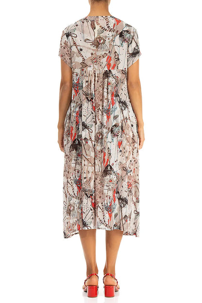 Romantic Savannah Silk Viscose Midi Dress 2