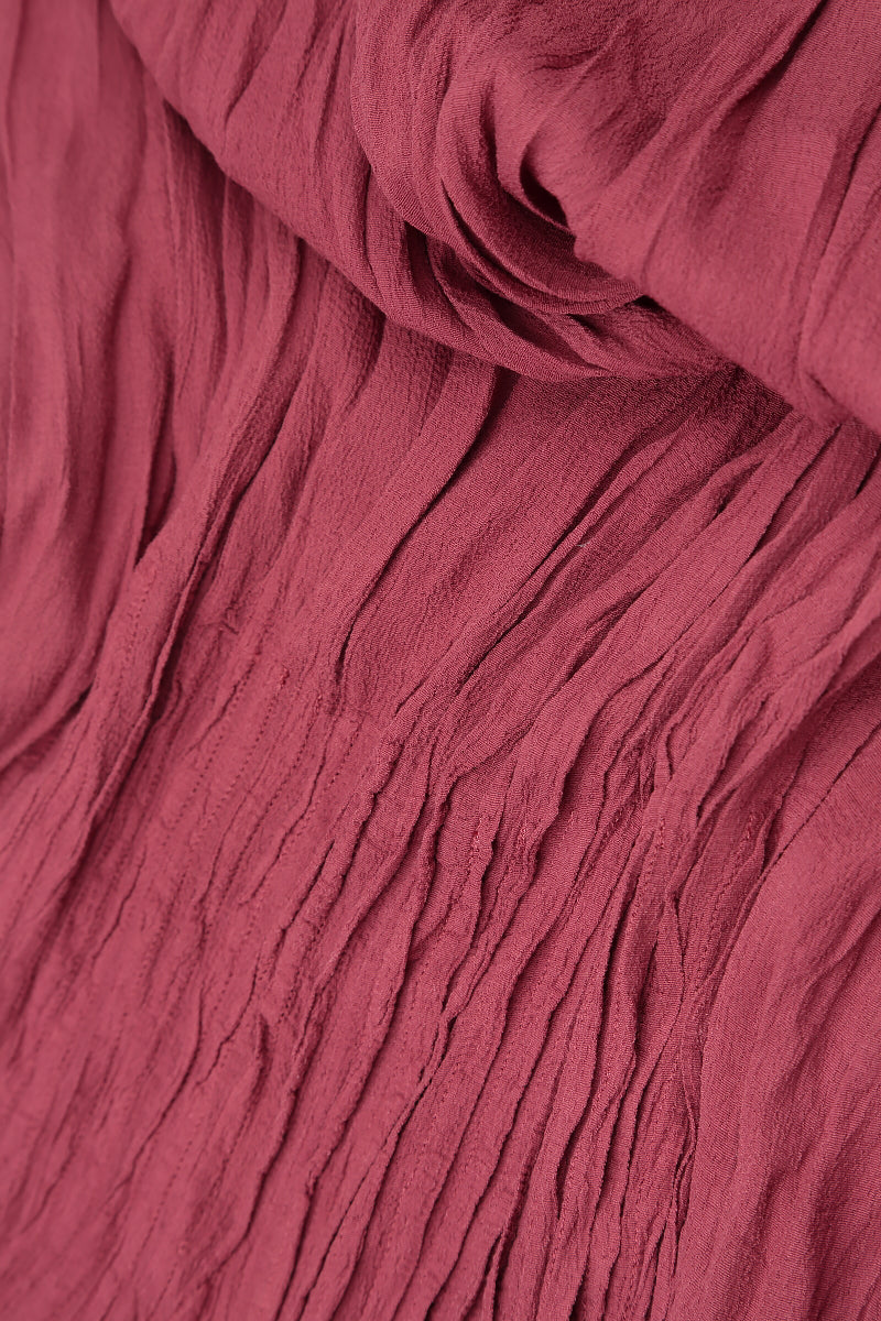 Romantic Short Sleeves Antique Ruby Crumpled Viscose Dress 5