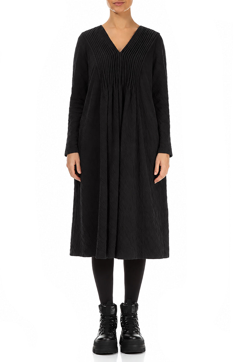 Robe romantique en coton à col en V ondulé