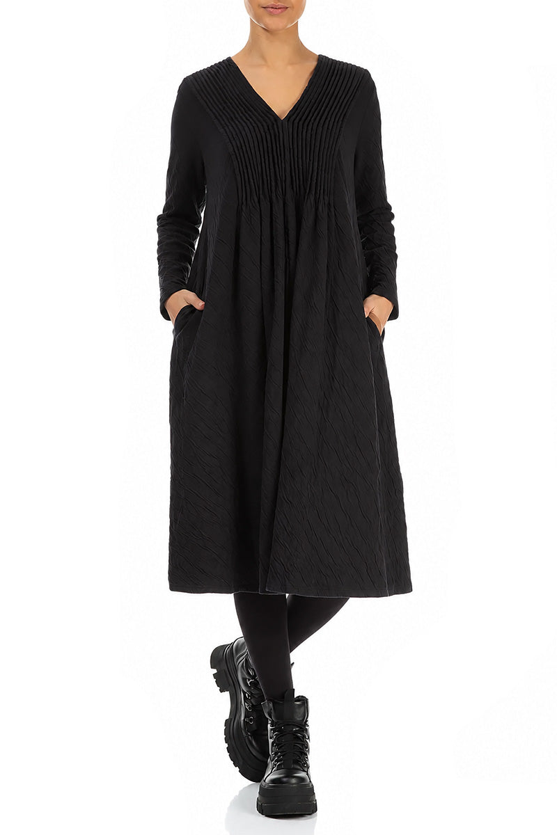 Romantic V-Neck Grey Wavy Cotton Dress 5