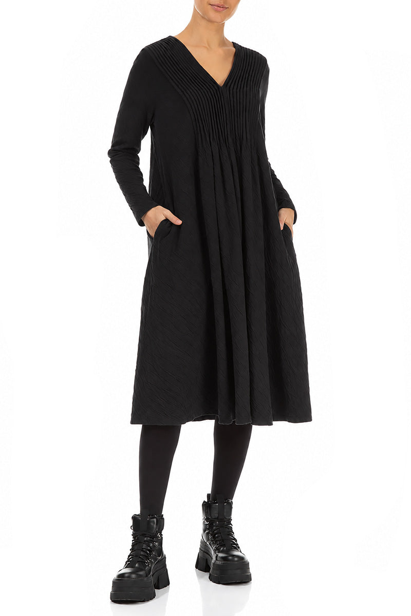 Robe romantique en coton à col en V ondulé