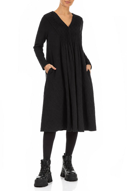 Robe romantique en coton à col en V ondulé