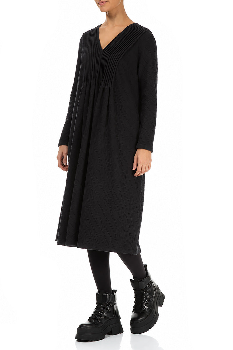 Robe romantique en coton à col en V ondulé