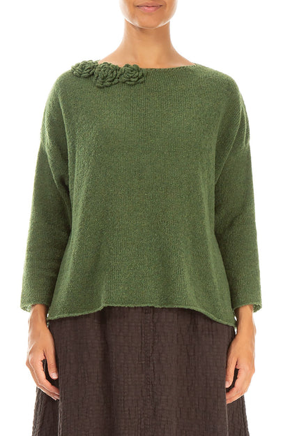 Rosette Dark Sage Wool Sweater 1