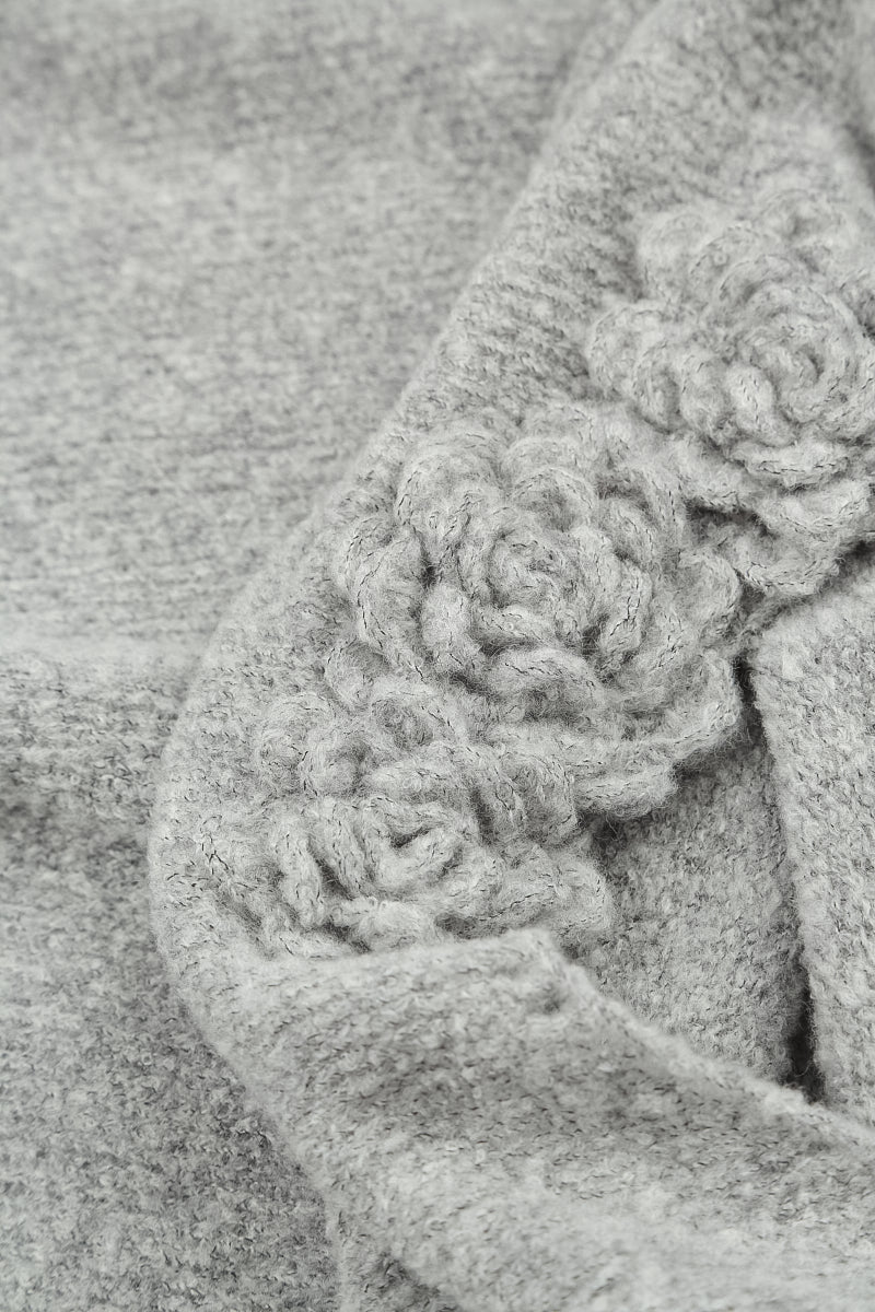 Rosette Light Grey Wool Sweater 5