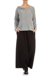 Rosette Light Grey Wool Sweater 4