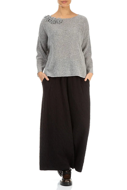 Rosette Light Grey Wool Sweater 4