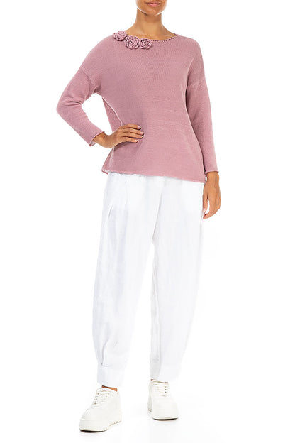 Rosette Mauve Pink Linen Jumper 4