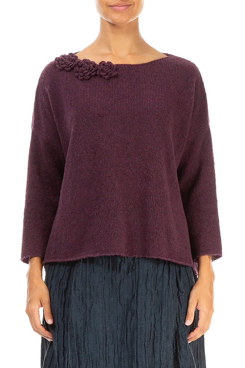 Rosette Mulberry Wool Sweater 1