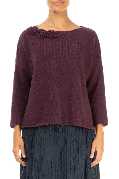 Rosette Mulberry Wool Sweater 1