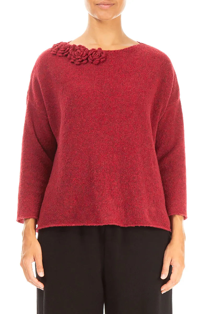 Rosette Ruby Red Wool Sweater