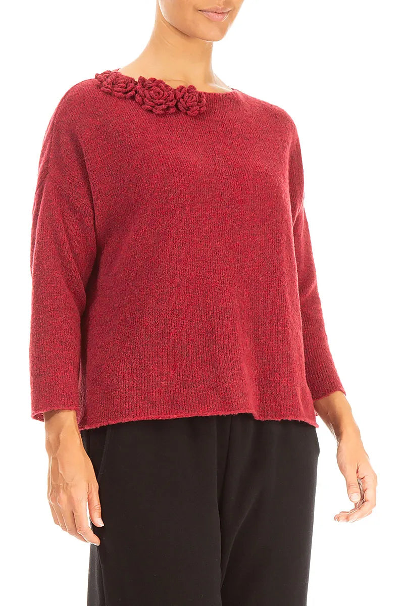 Rosette Ruby Red Wool Sweater 3