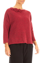 Rosette Ruby Red Wool Sweater 3