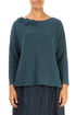 Rosette Teal Wool Sweater 1