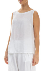 Longer Back Sleeveless White Linen Top 3