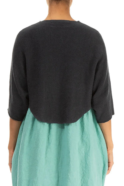 Cardigan en lin graphite arrondi