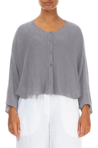 Rounded Grey Linen Cardigan