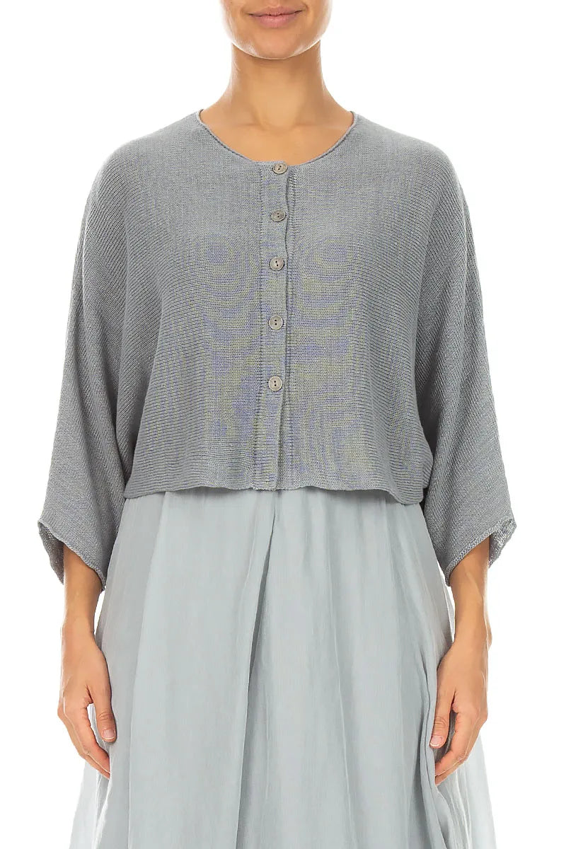 Rounded Grey Linen Cardigan