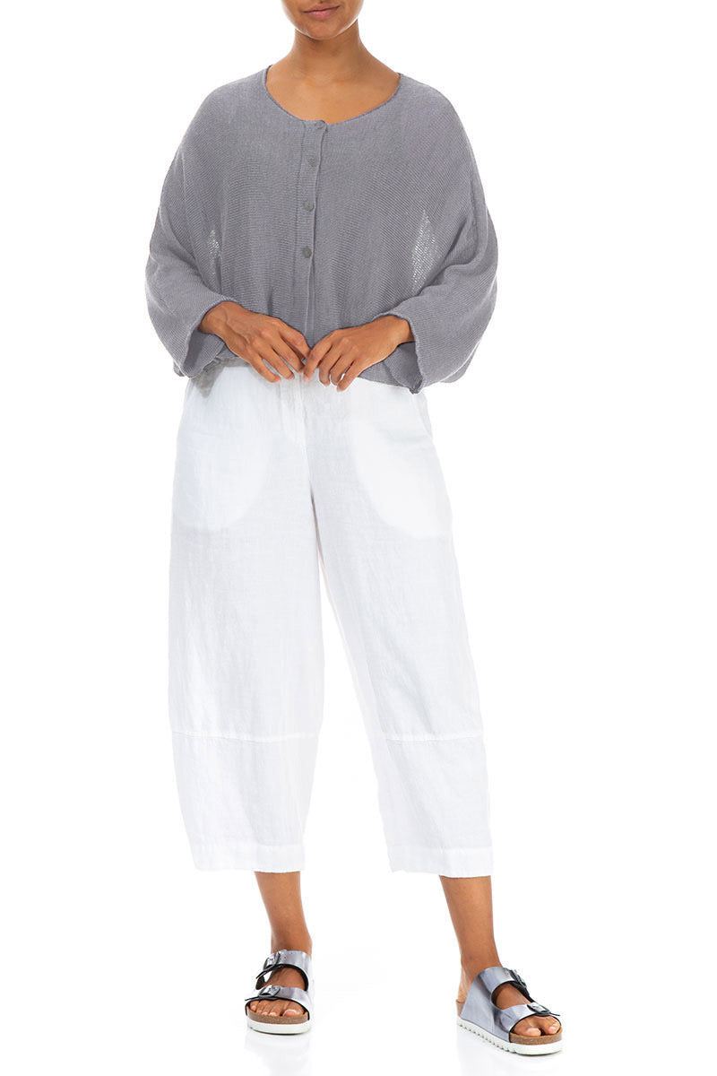 Rounded Grey Linen Cardigan