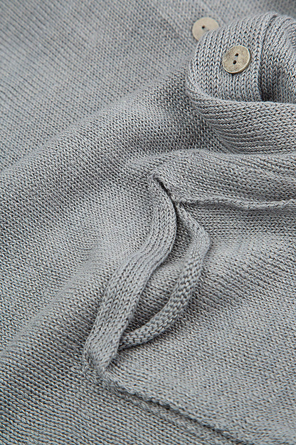 Rounded Grey Linen Cardigan