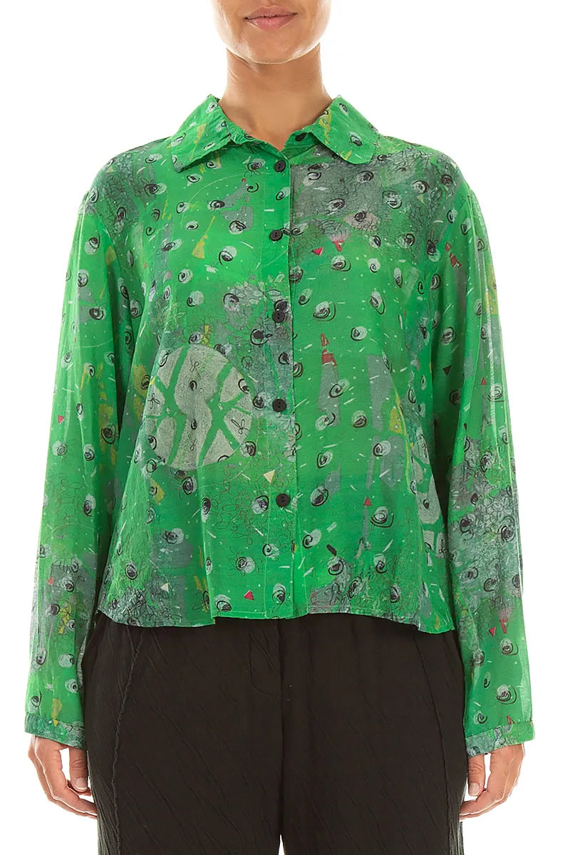 Rounded Hem Meadow Silk Cotton Shirt