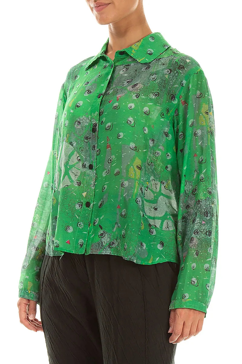 Rounded Hem Meadow Silk Cotton Shirt