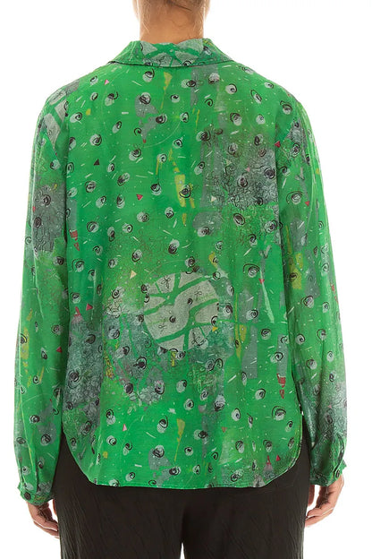 Rounded Hem Meadow Silk Cotton Shirt