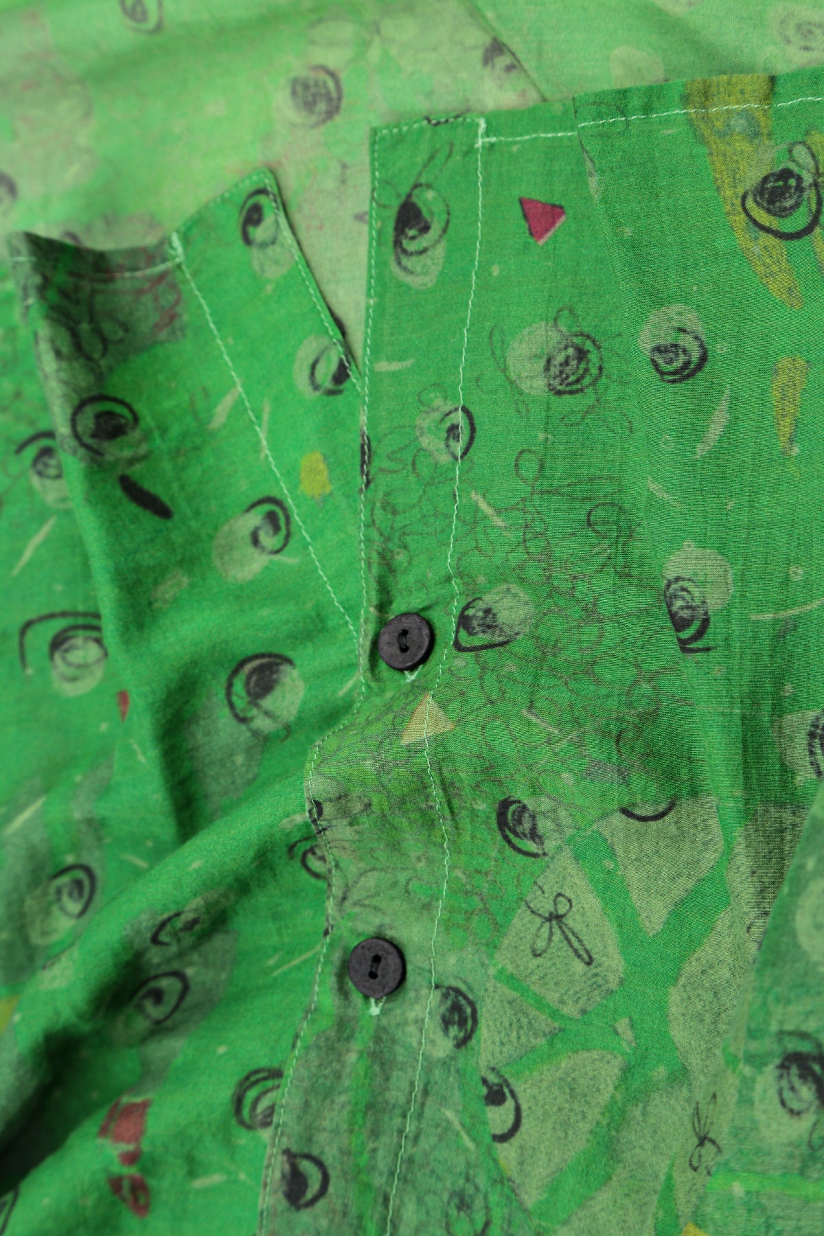 Rounded Hem Shamrock Green Meadow Silk Cotton Shirt