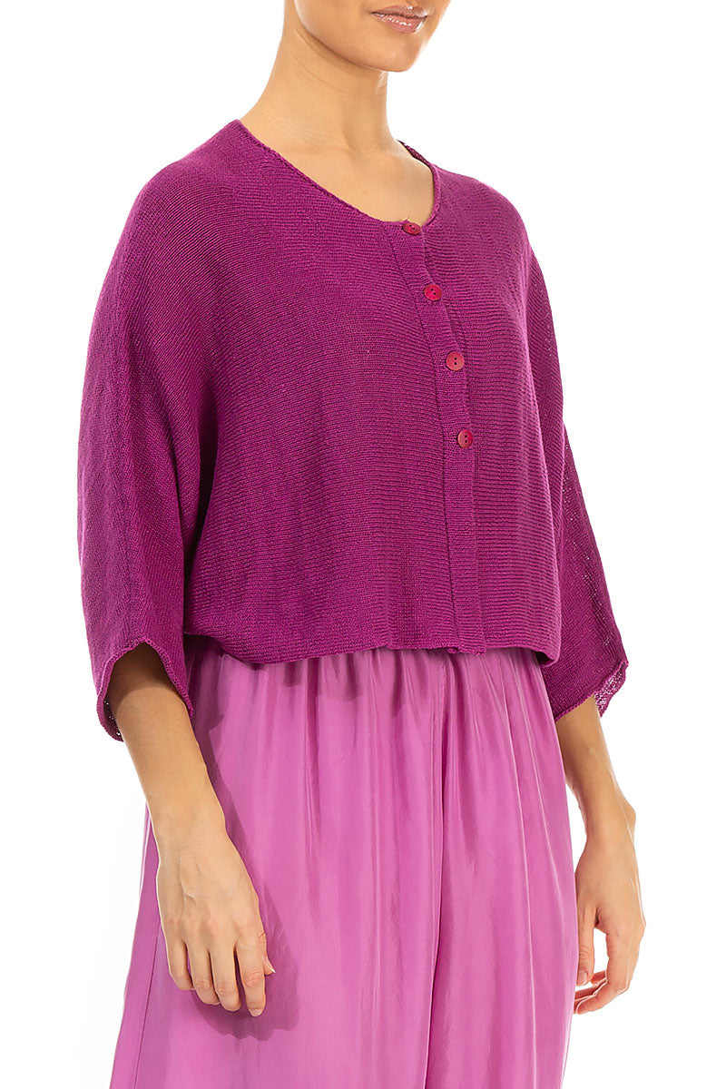 Rounded Orchid Linen Cardigan 3