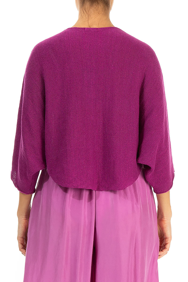Rounded Orchid Linen Cardigan 2