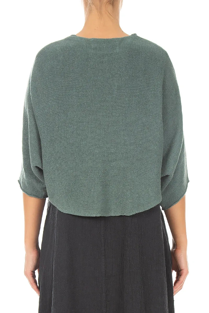 Cardigan arrondi en lin sauge