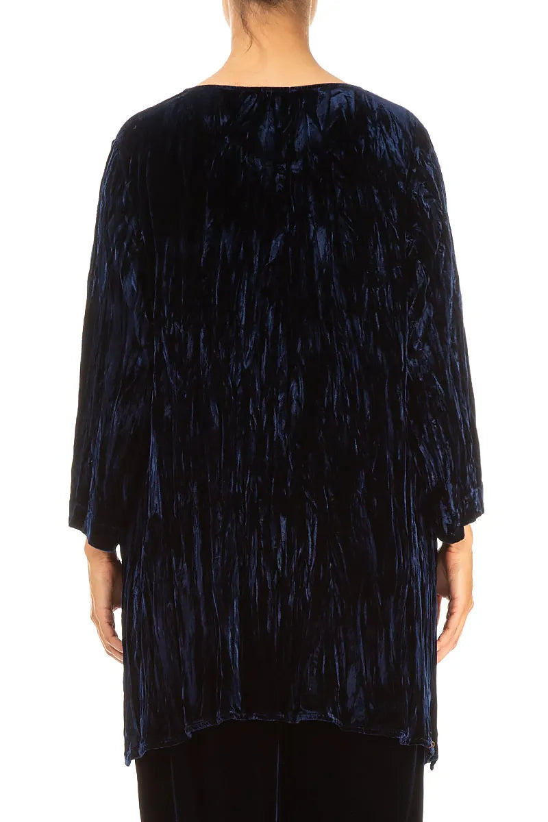 Royal Blue Crumpled Silk Velvet Tunic