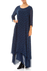 Royal Blue Dotty Silk Maxi Dress 4