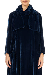 Royal Blue Double Silk Velvet Scarf 1