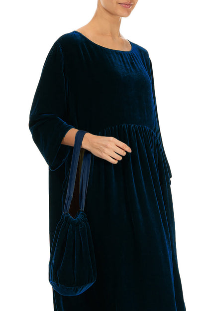Royal Blue Silk Velvet Evening Hand Bag