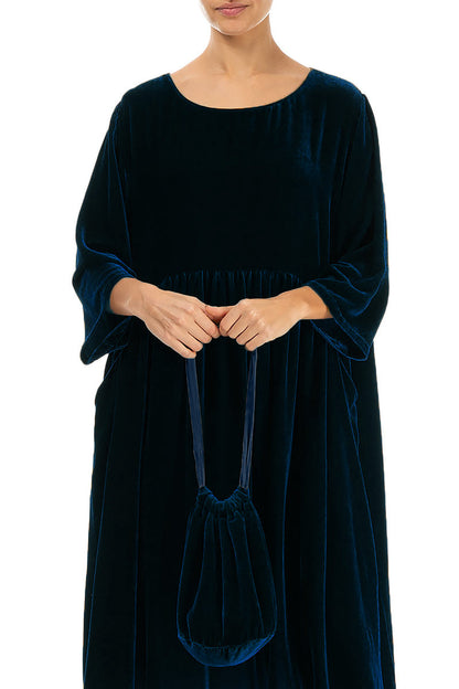 Royal Blue Silk Velvet Evening Hand Bag