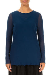 Royal Blue Mesh Soft Cotton Blouse 1