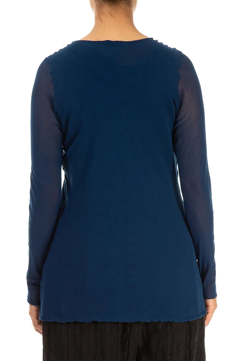 Royal Blue Mesh Soft Cotton Blouse 2