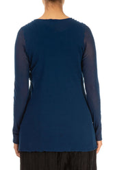 Royal Blue Mesh Soft Cotton Blouse 2