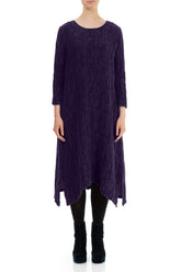 Royal Purple Circle Silk Linen Shift Dress 1