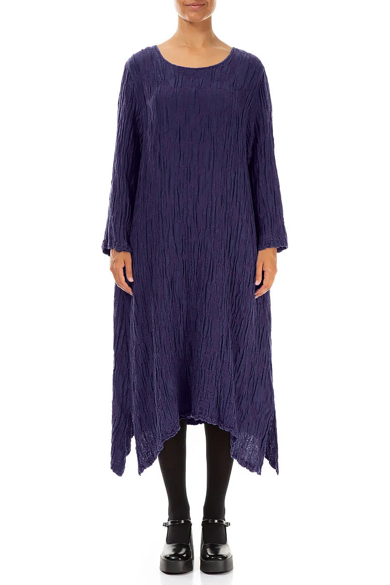 Royal Purple Circle Silk Linen Shift Dress